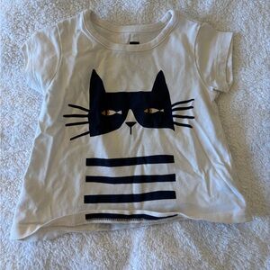Tea Collection Cat Graphic T-Shirt - Cream & Blue